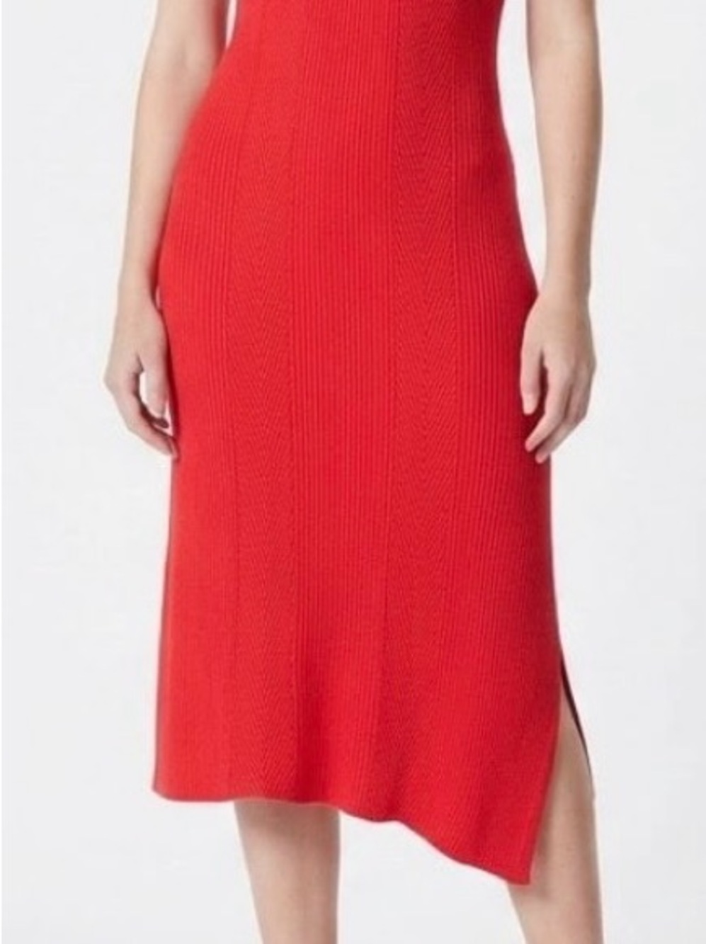 NWT DO by Bee Ocleppo Emilie Asymmetric Ribbed Knit Dress in Red